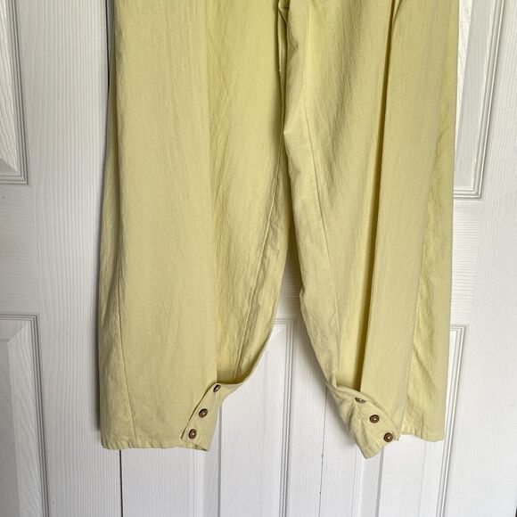 New Free People Paper Bag Waist Tapered Tie Waist Trousers Size XS Yellow 8-12 - Picture 9 of 16